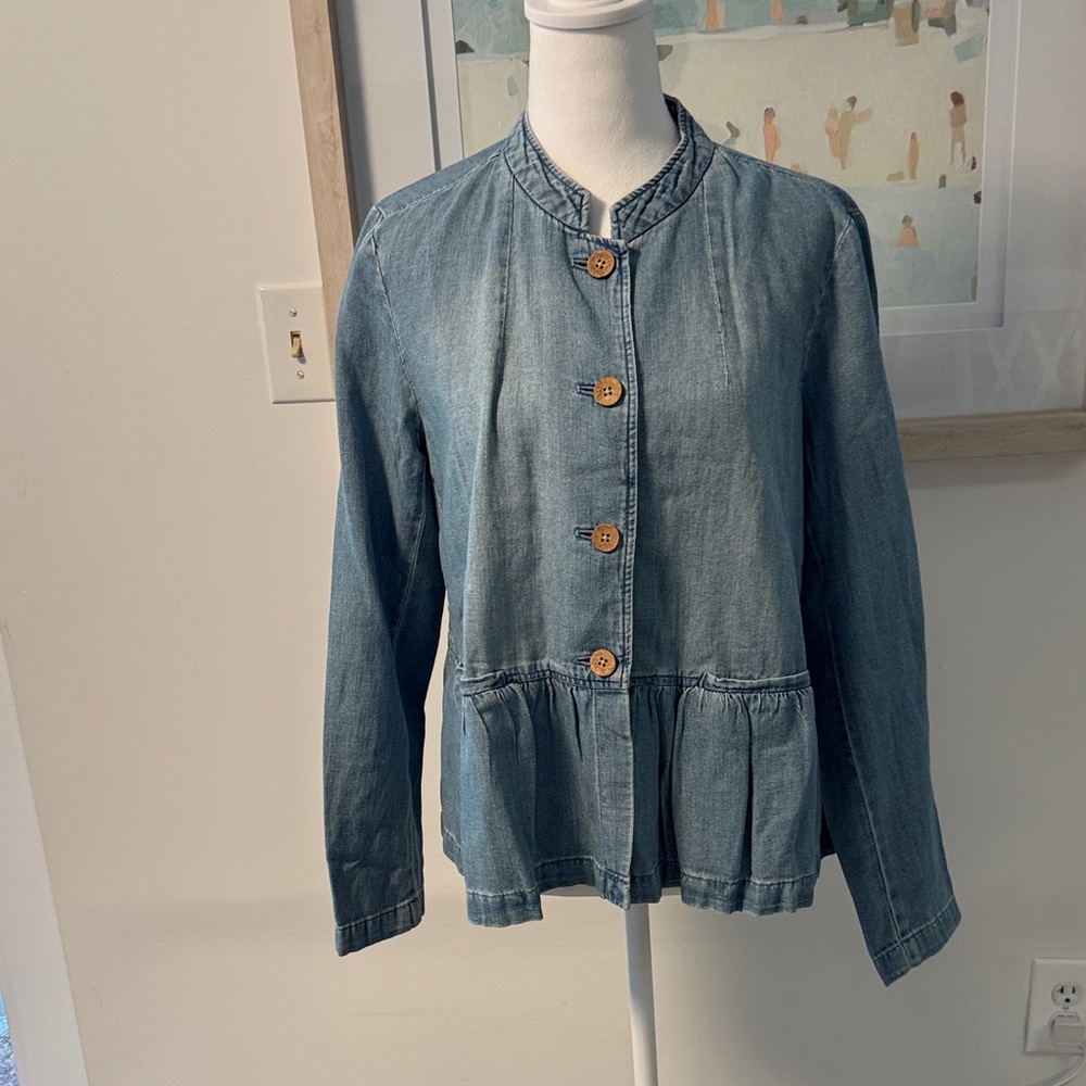 NWT J. Jill Blue Denim Peplum Jacket Size Medium